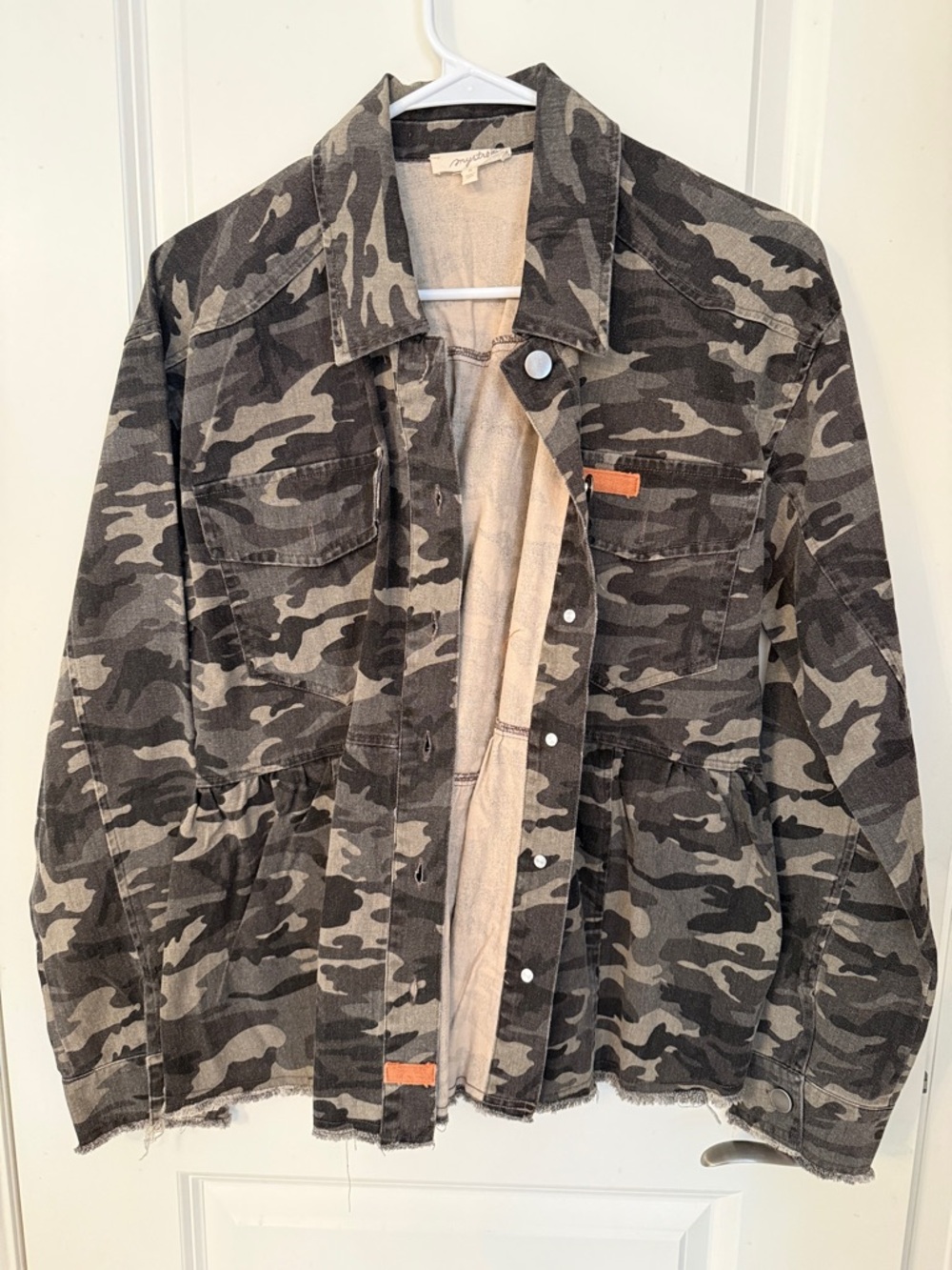 Mystree Camouflage Jacket - cute waist pleats, brand new.